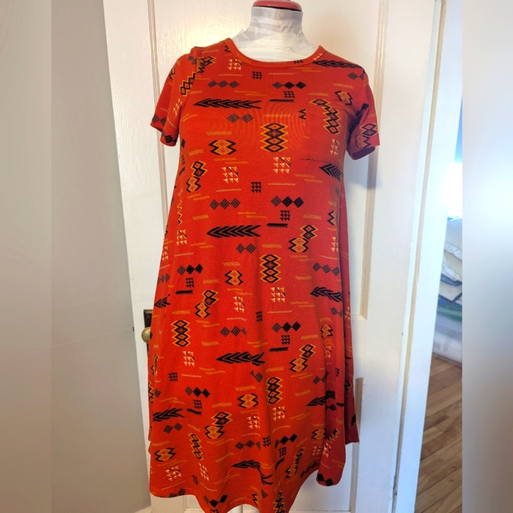 Tribal Print Orange Dress (Carly)
